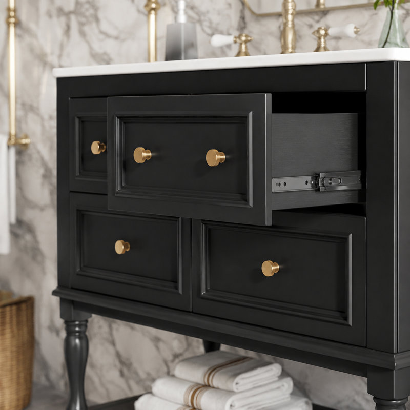 Armoire de salle de bain noire satinée