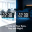 Réveil-matin à miroir DEL avec chiffres bleus, horloge numérique à brancher USB avec affichage de la date et de la température, petite veilleuse à intensité variable pour la chambre à coucher, sans pile