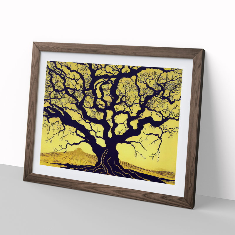 Enchanting Oak Tree - Single Picture Frame Print, 46cm H x 64cm W x 2cm D, Walnut Framed