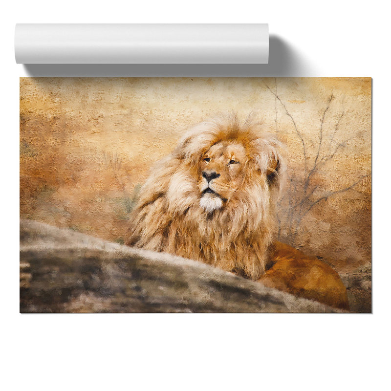 Lion Painting - Frameless Print, 42cm H x 59cm W x 0.1cm D