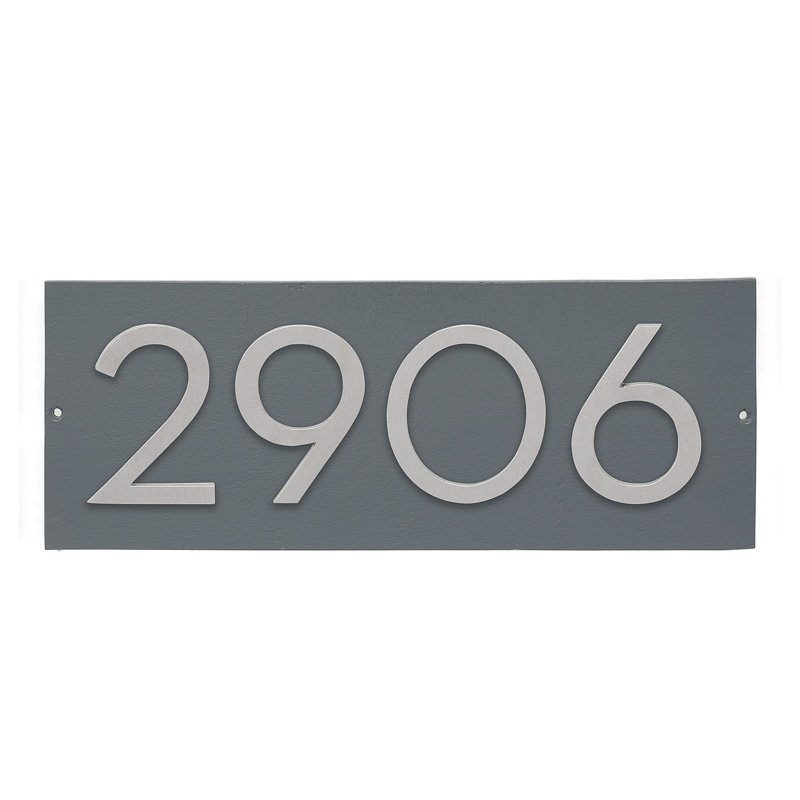 Plaque d’adresse murale flottante linéaire, Gris, Argent