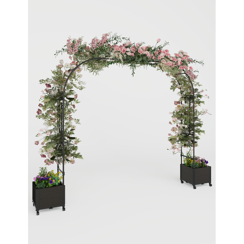 Metal Arbour in Black, 240.03cm H x 219.96cm W x 39.88cm D