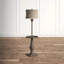 Lin gris + lampes sur pied en bois massif