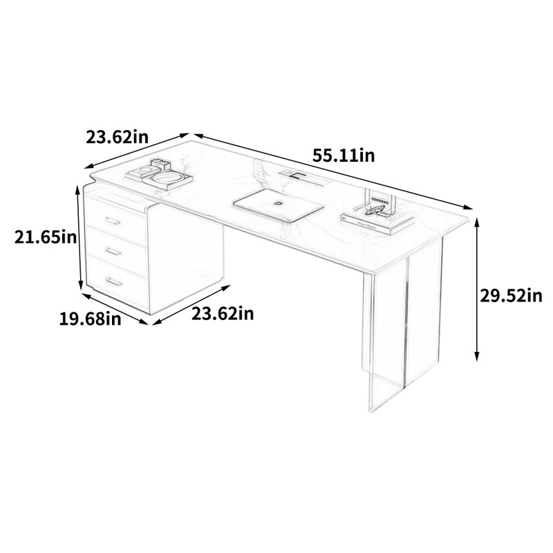 Computer Desk, 29.52" H x 55.11" W x 23.62" D 