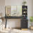 48" Vanity Desk with 35" Large Lighted Mirror, 5 Drawers & Shelves & Charging Station, Black-807323515