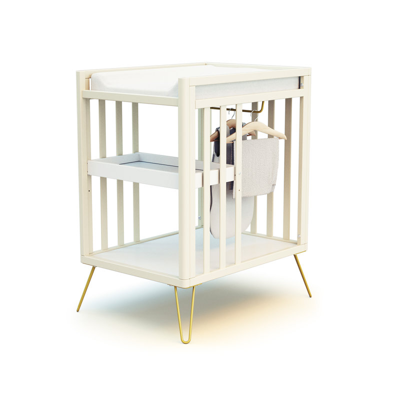 Wooden 2-Shelf Changing Table ONLY, White/Gold