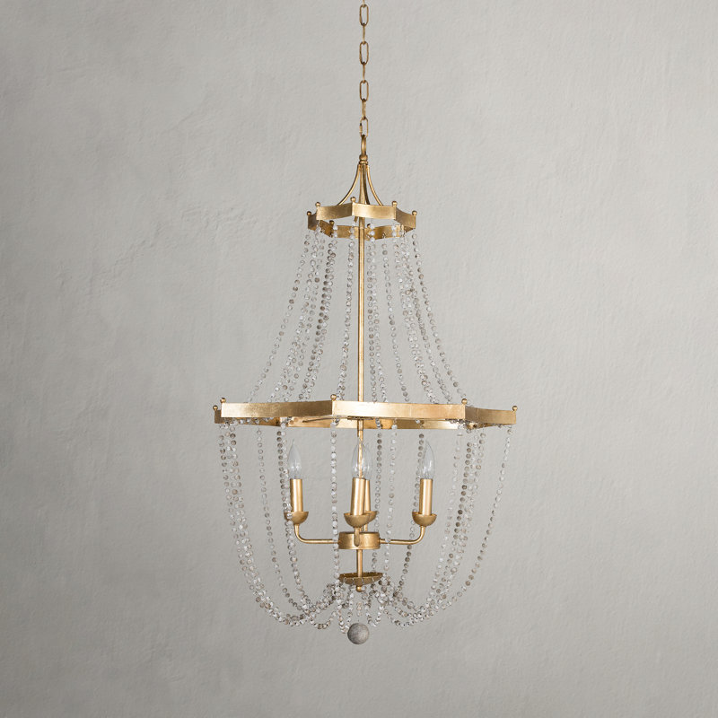 Whitney 4 - Light Candle Style Empire Chandelier with Beaded Accents