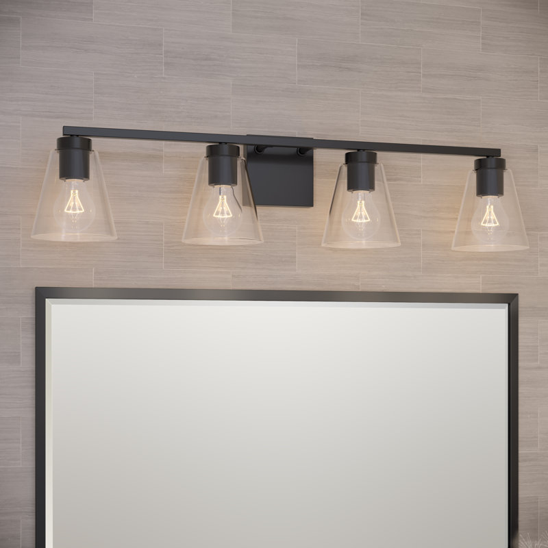 Meuble-lavabo 4 lumières 31 po Strayhan - Noir mat, 31 po de largeur, Noir mat, Quatre lumières