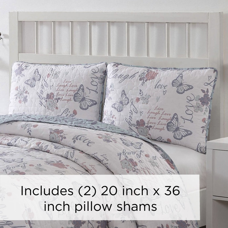 Live Laugh Love Floral Quilt, King