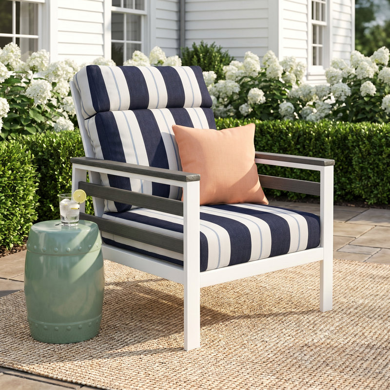 Townsend Metal Outdoor Lounge Club Chair With Sunbrella Cushion