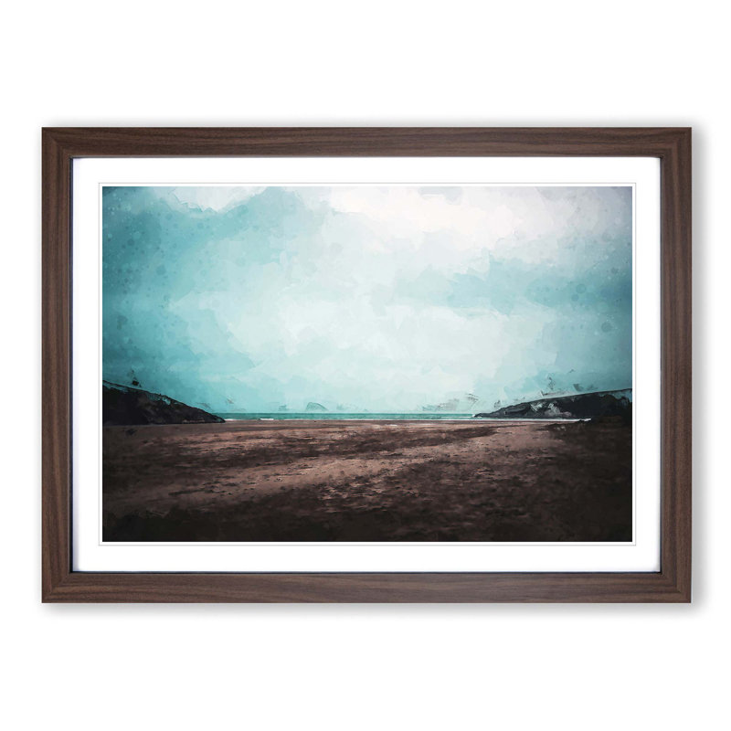 Cornwall Beach in England in Abstract - Picture Frame Graphic Art Print, 27cm H x 36cm W x 2cm D, Walnut Framed