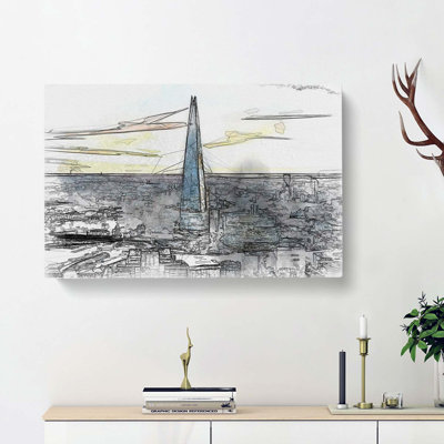 The Shard London England Skyline in Abstract - Wrapped Canvas