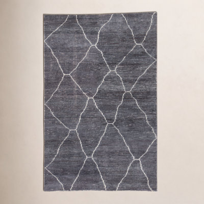 Rowan Black White Hand-Loomed Geometric Rug