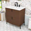 Meuble-lavabo de salle de bain avec lavabo en céramique, tiroirs pleine extension à fermeture en douceur et conception cannelée-844460500