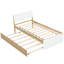 Lit simple moderne avec tête de lit blanc brillant et lit gigogne fonctionnel en chêne avec pieds hauts-121022353