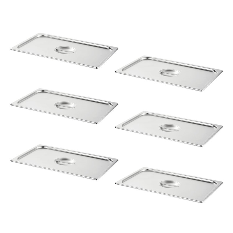 6-Pack Stainless Steel Full Size Hotel Pan Covers with Handles