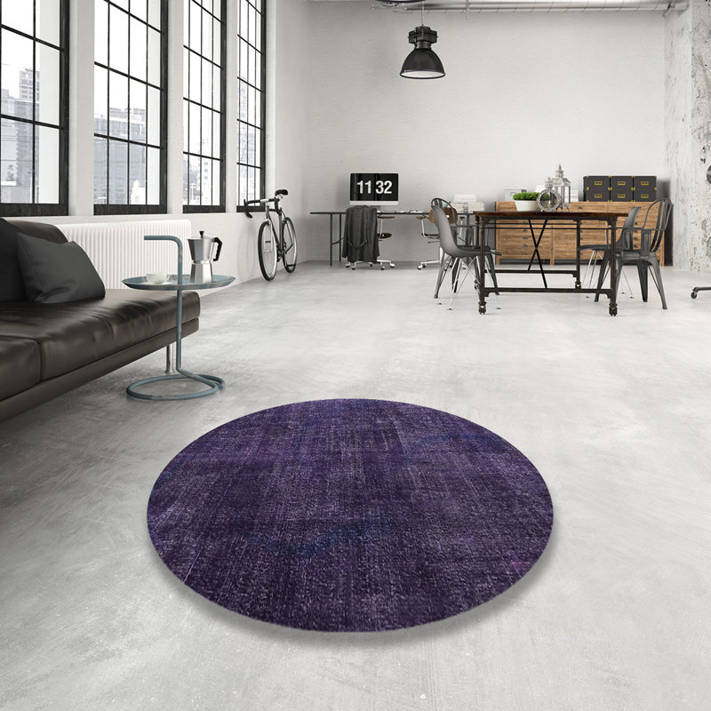 Tapis mauve foncé traditionnel, Rond 3 pi