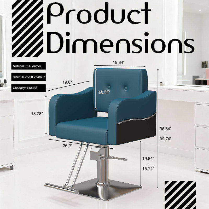 Salon Chair,barber Chair For Hair Stylist,height Adjustable Stylist Chairs With Pu Leather,360°swivel Hair Salon Chairs For Beauty Shop,spa Center,barber Shop (blue)