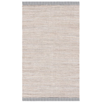 Abir Hand Woven Denim/Cotton Rug in Ivory/Black
