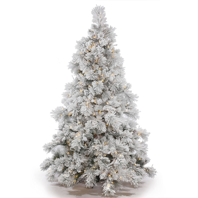 Flocked Sierra Lighted Artificial Pine Christmas Tree, 6.5' H x 58" W