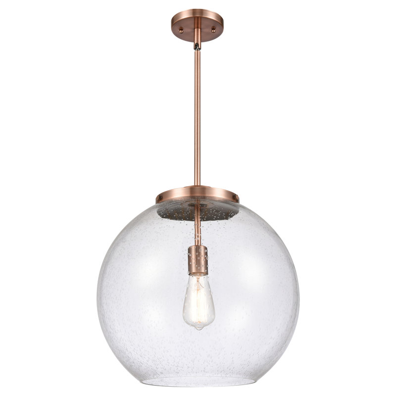 Ballston - Ellington - Luminaire suspendu 1 tige - Ampoule DEL - Finition laiton brossé - Abat-jour blanc mat, Grainé
