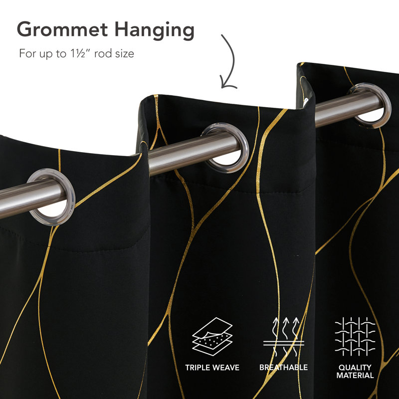 Valmar Blackout Curtain Pair, Width 117 x Drop 183cm, Black