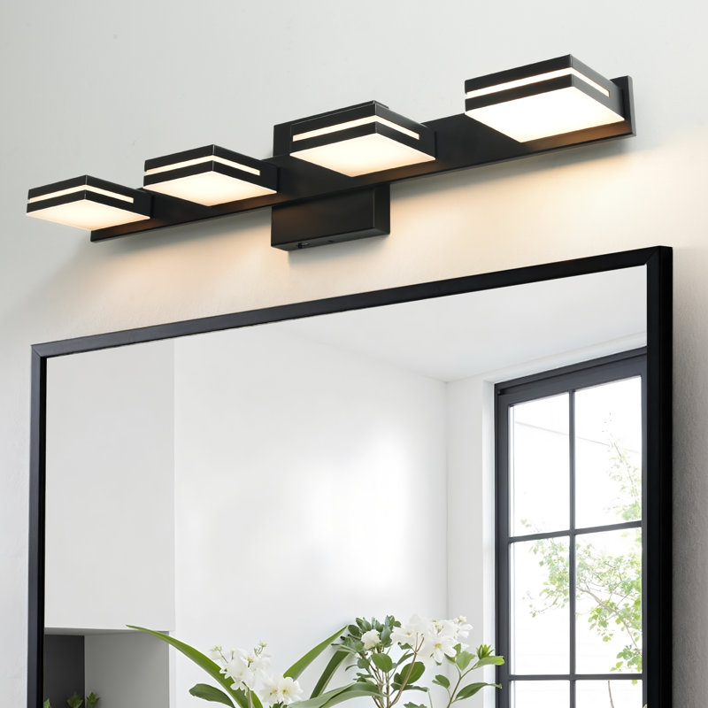 Modern Dimmable LED Vanity Lights for Mirror 5 CCT Adjustable LED Vanity Light, 4 Lights, Matte Black