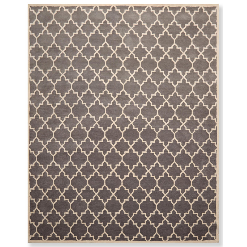 Tapis brun en laine touffeté à la main persan oriental Mulder