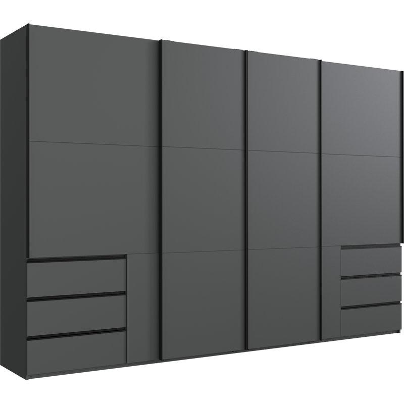 Guardino 4 Door Wardrobe, 236cm H x 350cm W x 65cm D, Graphite