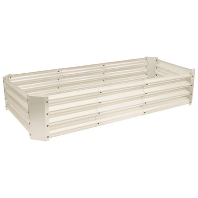 Harbour Housewares - Rectangular Galvanised Steel Raised Garden Bed Planter - Ivory