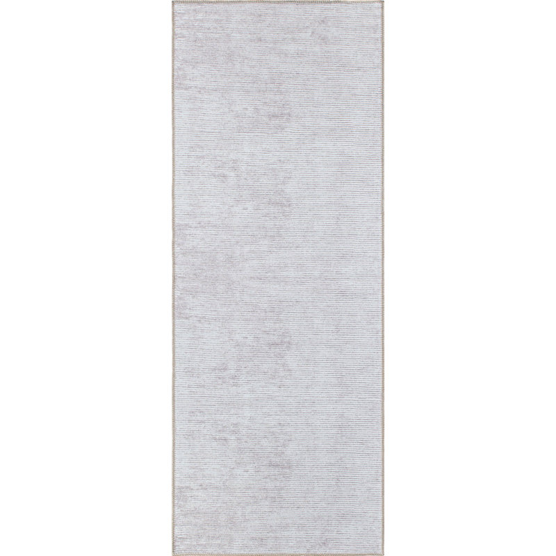 Cinderford Machine Washable Stripe Flatweave Performance Ivory/Grey Area Rug, Runner 2'6" x 7'
