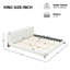 Très grand lit plateforme tapissier avec tête de lit épaisse Boucle, pieds en bois, blanc-1873039468