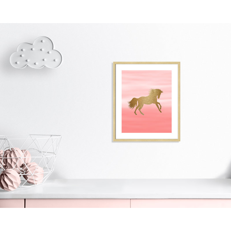 Art encadré ombré rose 1 ', H 24,5 po x l 20,5 po x P 1,18 po, Encadré de boîte champagne