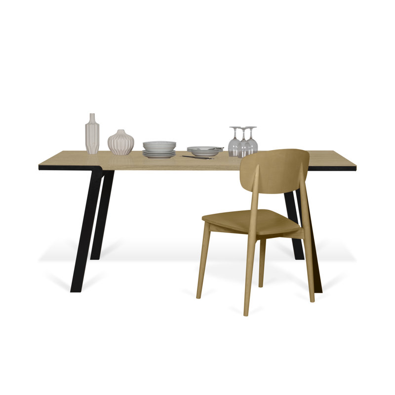 Amajae Metal Base Dining Table, Oak