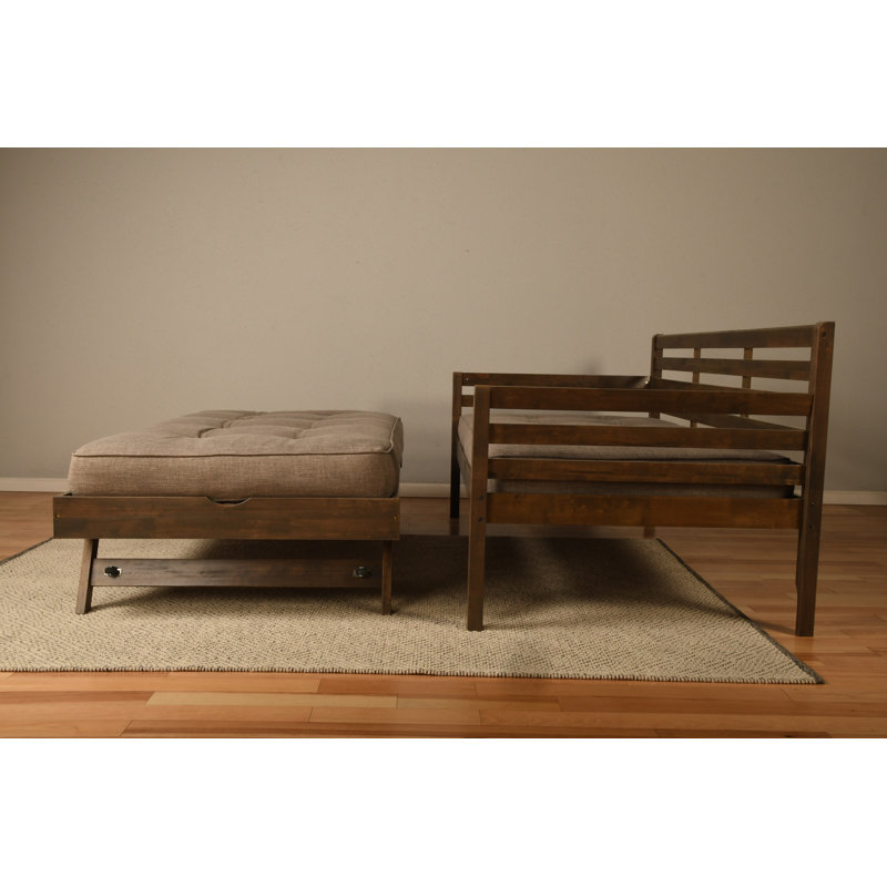 Alexz Wood Daybed with Pop Up Trundle Bed, Mattresses Not Included, Rustic Walnut