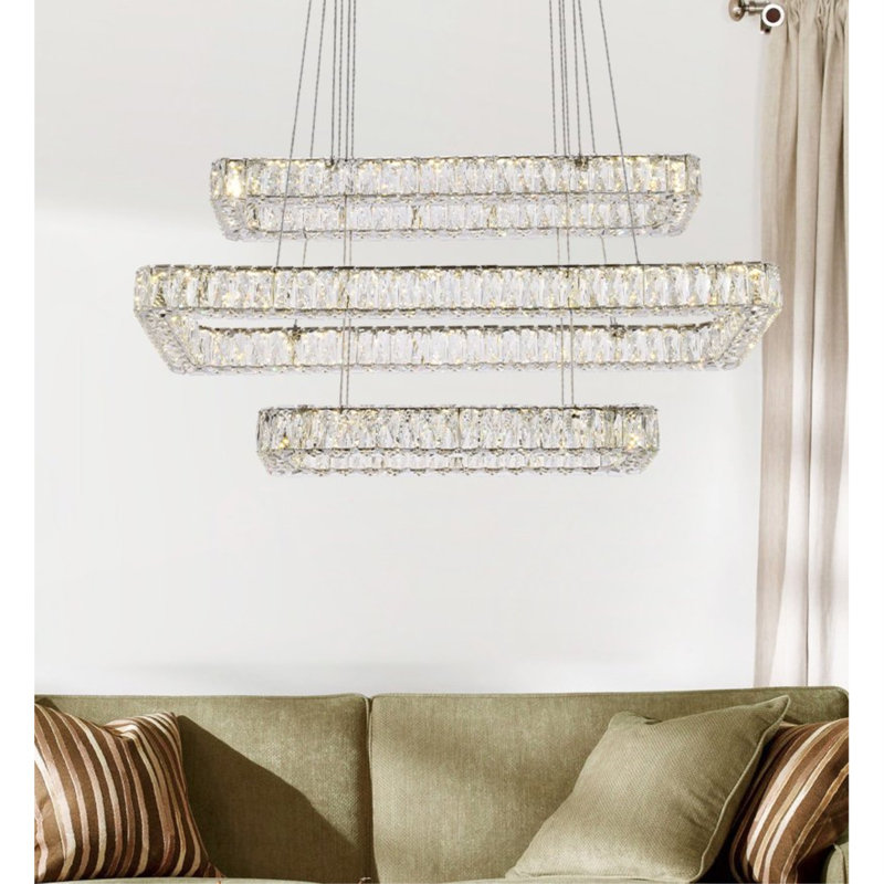 Maart 3 - Light LED Unique/Statement Pendant, 80" H x 42" W x 18" D, Chrome