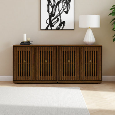 78" W Mcm Sideboard With Slatted Doors,modern Buffet Table With Storage For Dining Room by Ebern Designs