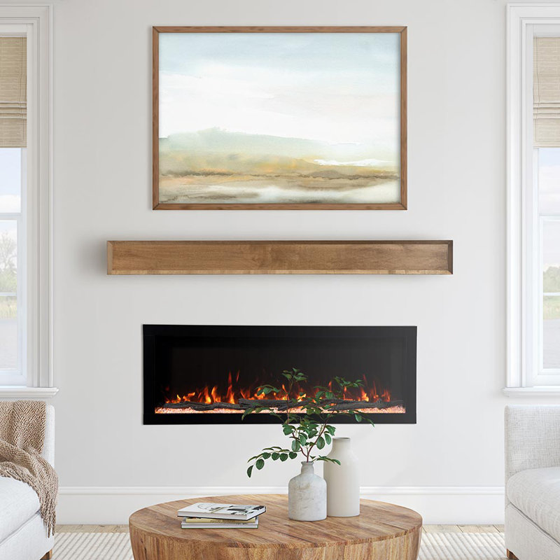 Modern Ember Autumn Floating Maple Wood Fireplace Mantel Shelf - With Angled Corner Accents, 48", Clear Polyurethane