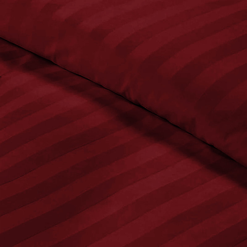 Striped Microfiber Duvet Cover Set, 4-Piece With Fitted Sheet & Pillowcases , Burgundy Striped