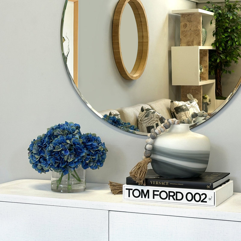 Faux Hydrangea Arrangement in Vase, Blue