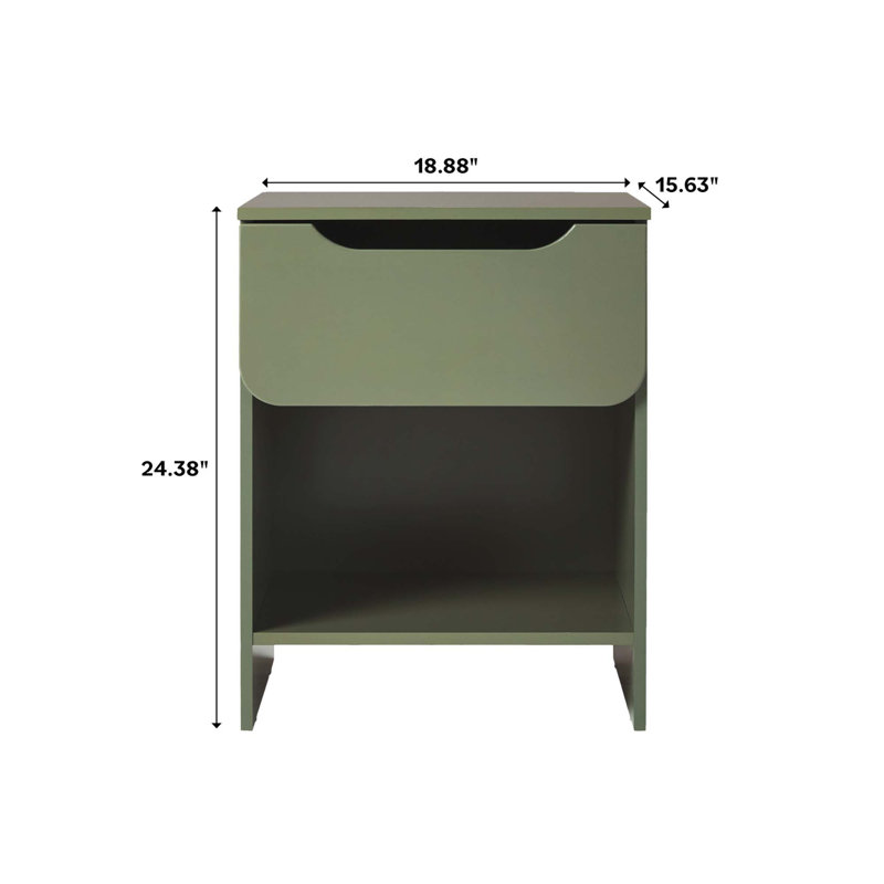 Scandi Minimalist Green 1-Drawer Nightstand