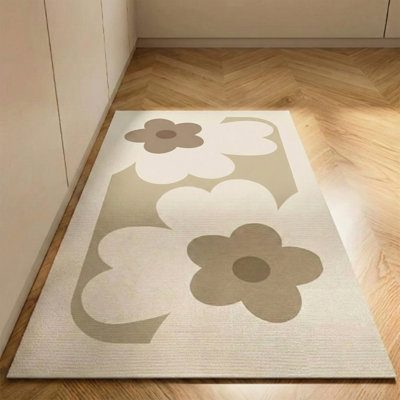 Absorbent Floral Non-Skid Runner Rug with Rubber Backing for Entryway & Kitchen