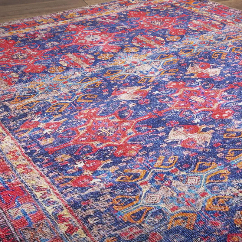 Tapis lavable en machine Premium, 4,6 x 6,2 pieds, 100% polyester, 1850 g / m² | Hauteur des poils: 0,2 po | Poly-coton écologique recyclé | Parfait pour le salon, la chambre à coucher et les endroits très passants