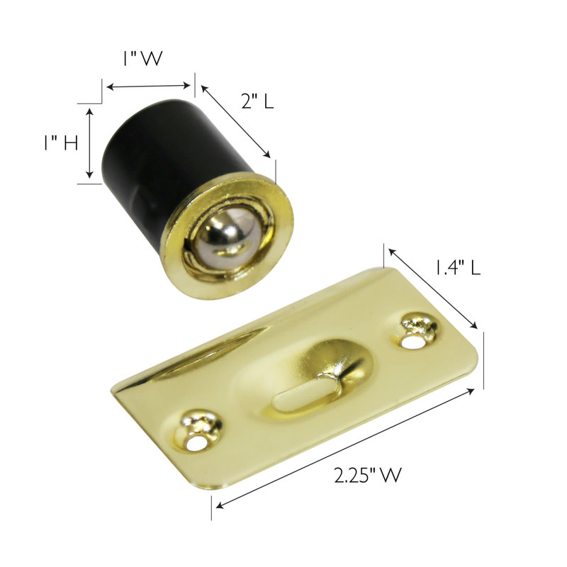 Drive-In Ball Catch, Polished Brass, 1" H x 1" W x 2" D