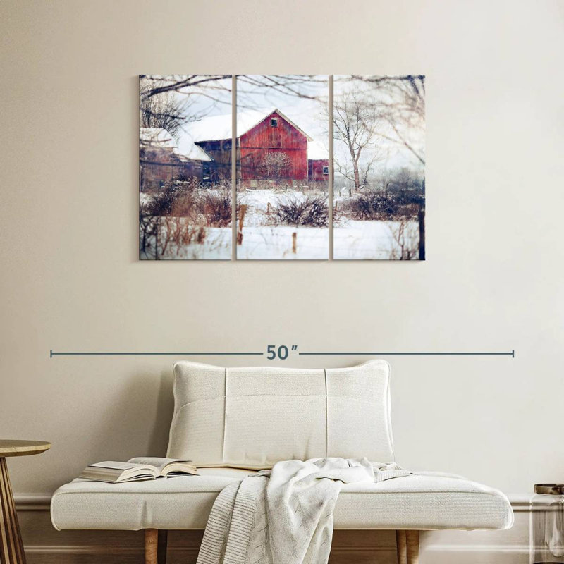 Lilie White Winter Barn, 24" H x 38" W