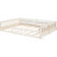 Lit plateforme double tapissier pleine grandeur beige avec garde-corps et coussin moelleux - construction durable
