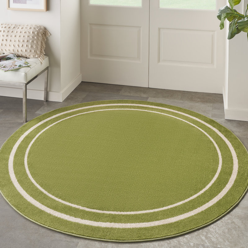 Nourison Essentials Green Ivory Indoor/Outdoor Area Rug, Round 4'