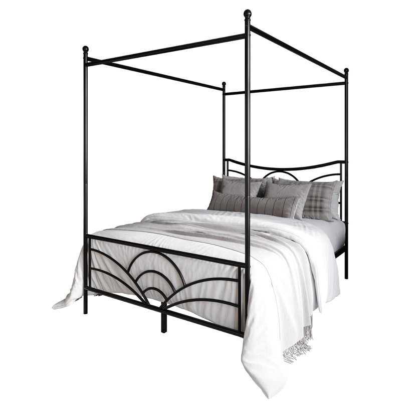 Zelai Metal Canopy Bed, Black, King