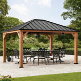 Pavillon de jardin en bois de cèdre Sequoia avec toit en métal galvanisé
