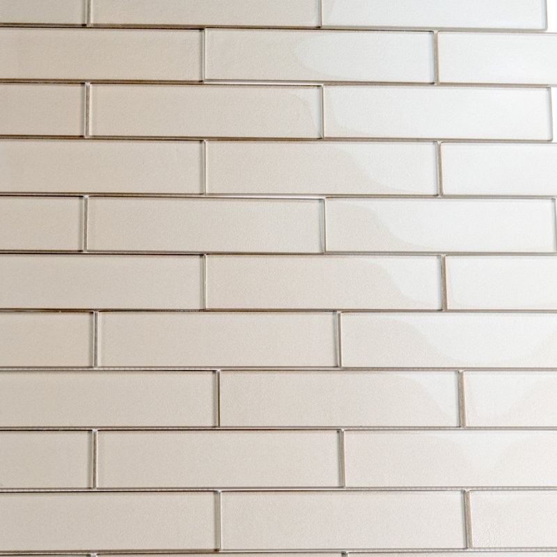 2X8 Subway Glass Mosaic Tile, Ash